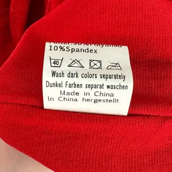 NWT GRACE KARIN | Red Sparkle One Shoulder Front Tie Stretch Dress | Women's 2XL - Picture 8 of 9